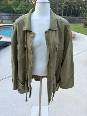 Nicole Miller Olive Green Utility Field Jacket XL